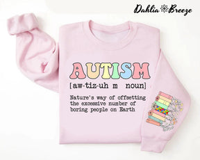 Autism Definition Be Kind Book Floral Sweatshirt