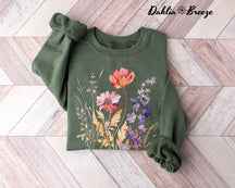 Vintage Pressed Flowers Crewneck Sweatshirt