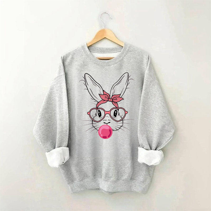 Sweat-shirt lapin avec lunettes en forme de cœur