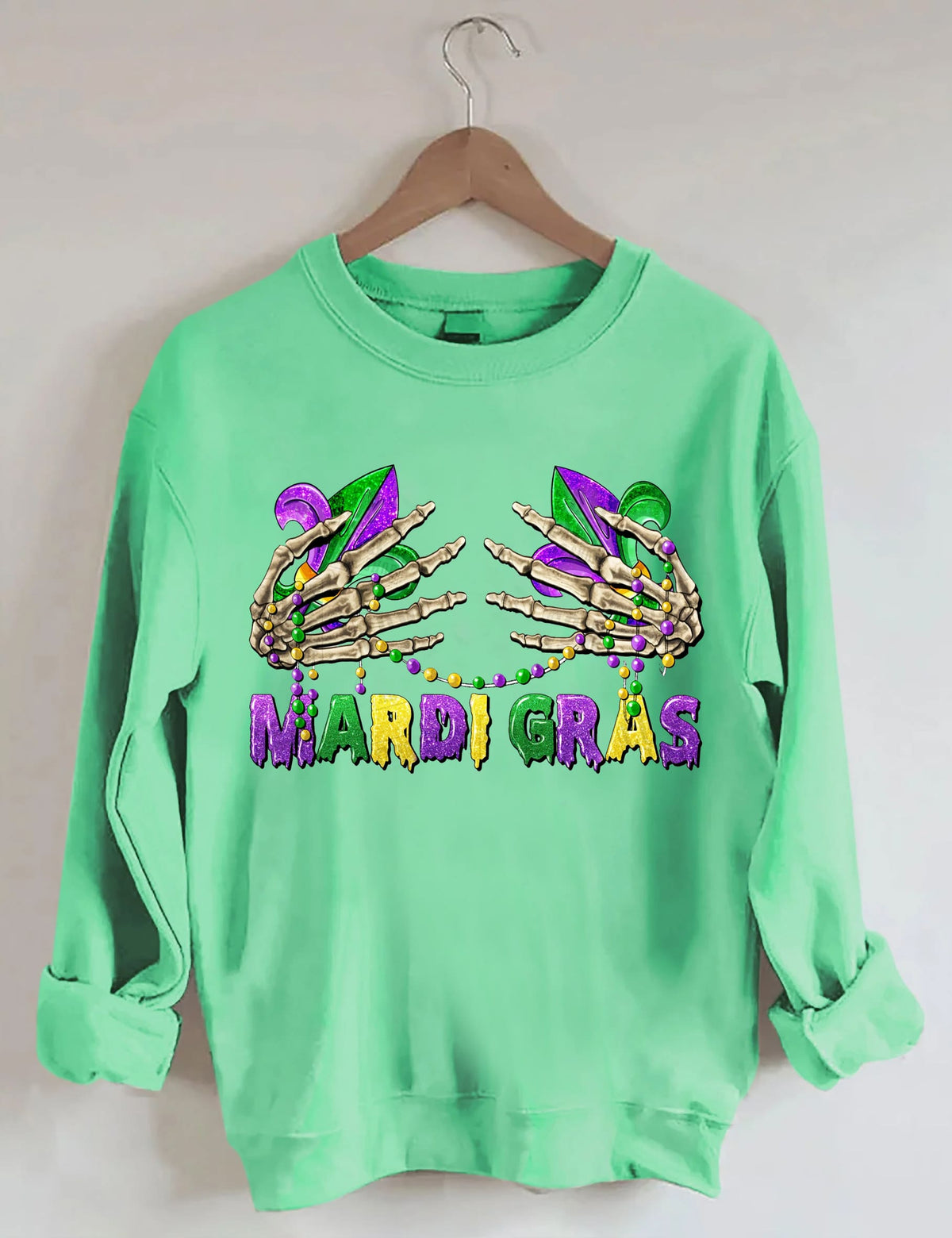 Sweat-shirt mains squelettes du Mardi Gras