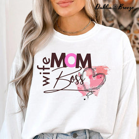 Mom Wife Boss Crewneck Sweatshirt