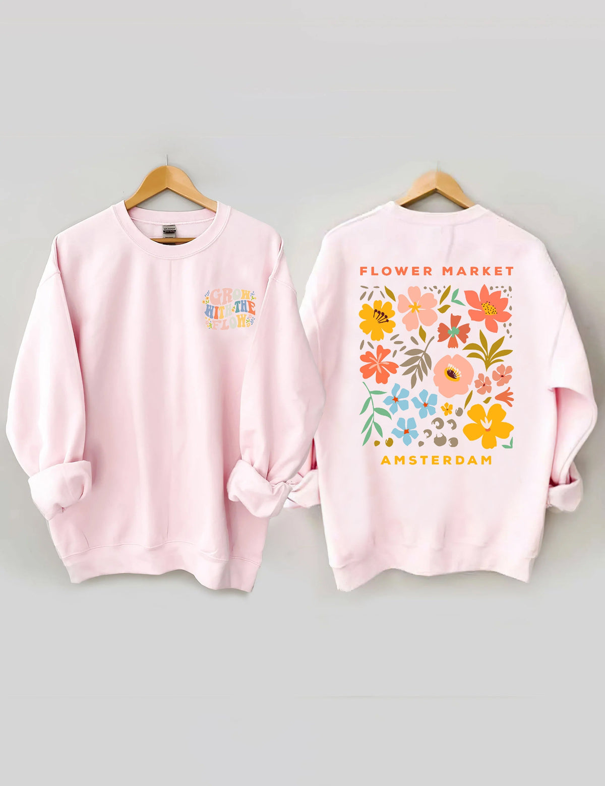 Boho-Wildblumen-Sweatshirt mit Rundhalsausschnitt