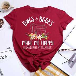 T-shirt Les chiens et les livres me rendent heureux