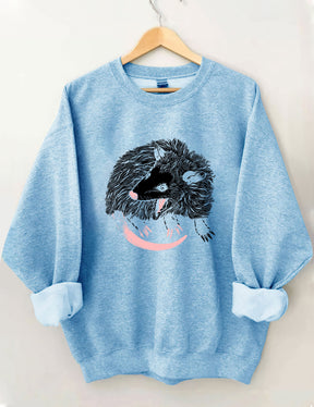 Lässiges Sweatshirt mit Opossum-Print 