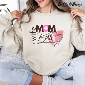 Mom Wife Boss Crewneck Sweatshirt