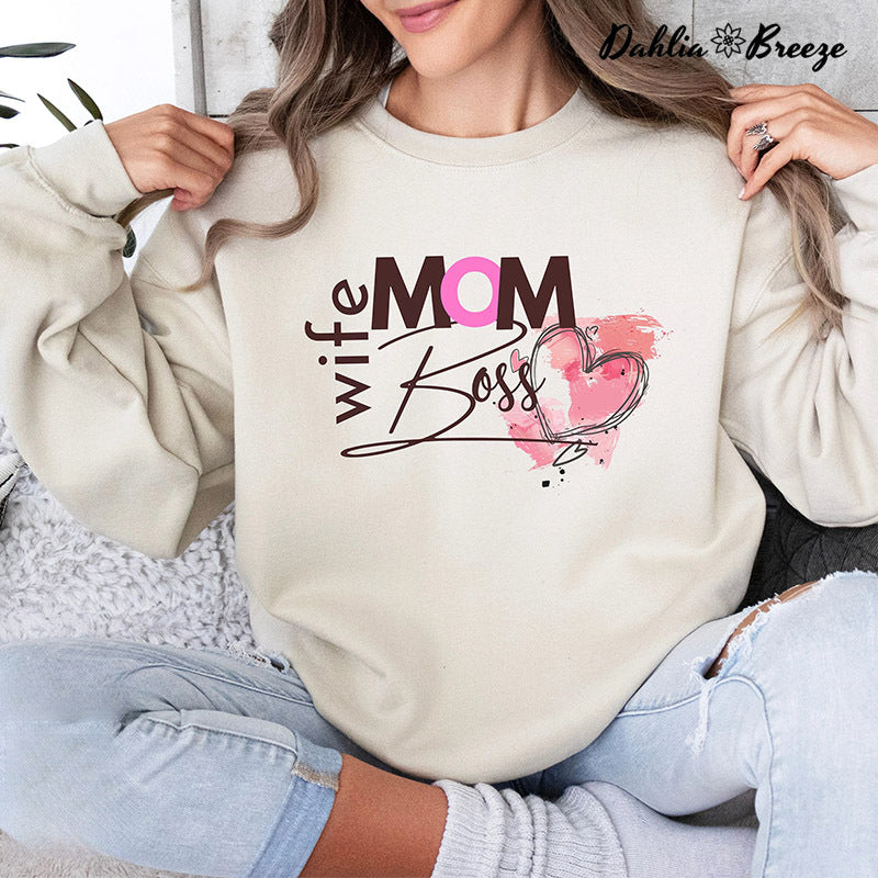 Sweat-shirt à col rond maman femme patron