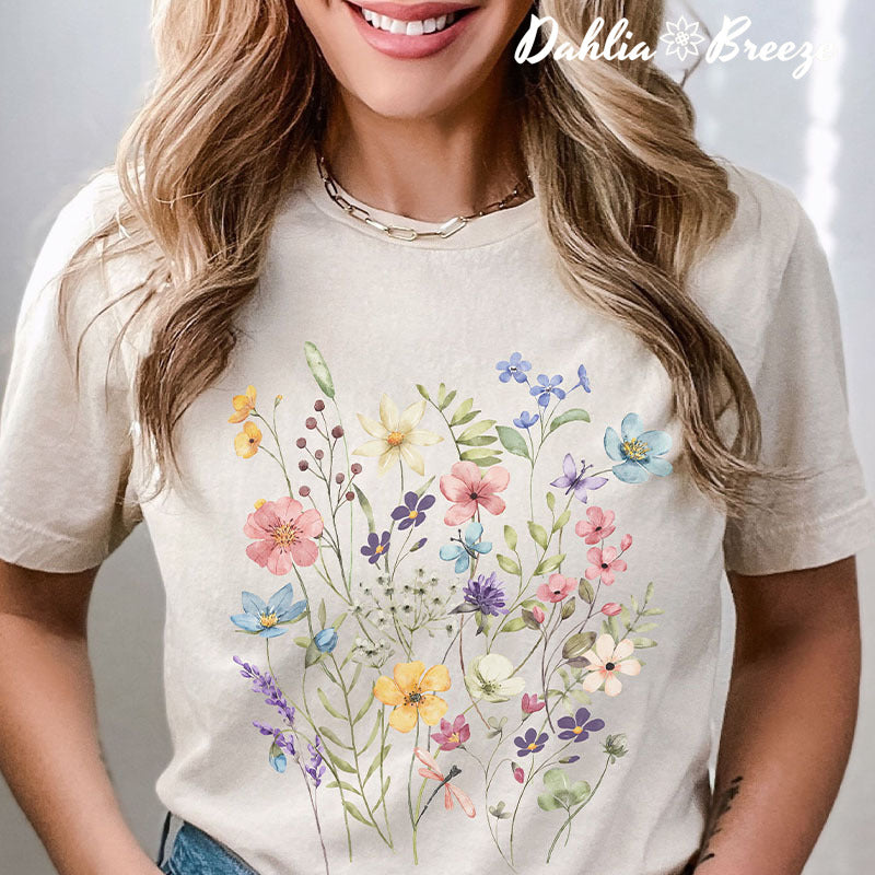 Aesthetic Wildflower Botanical Floral T-shirt