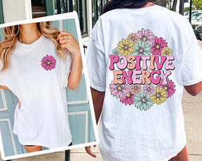 T-Shirt mit Blumen-Print und positiver Energie