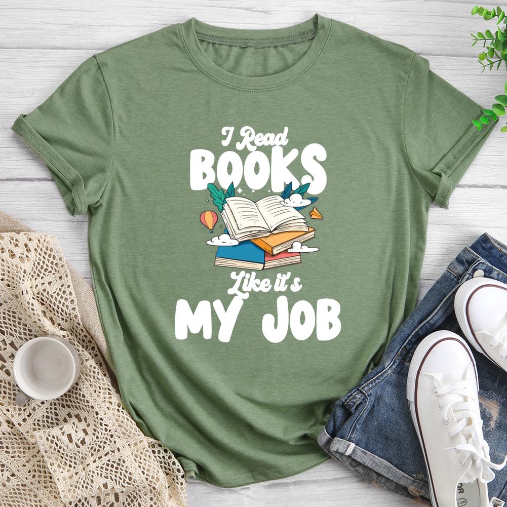 T-shirt col rond je lis des livres comme si c'était mon travail