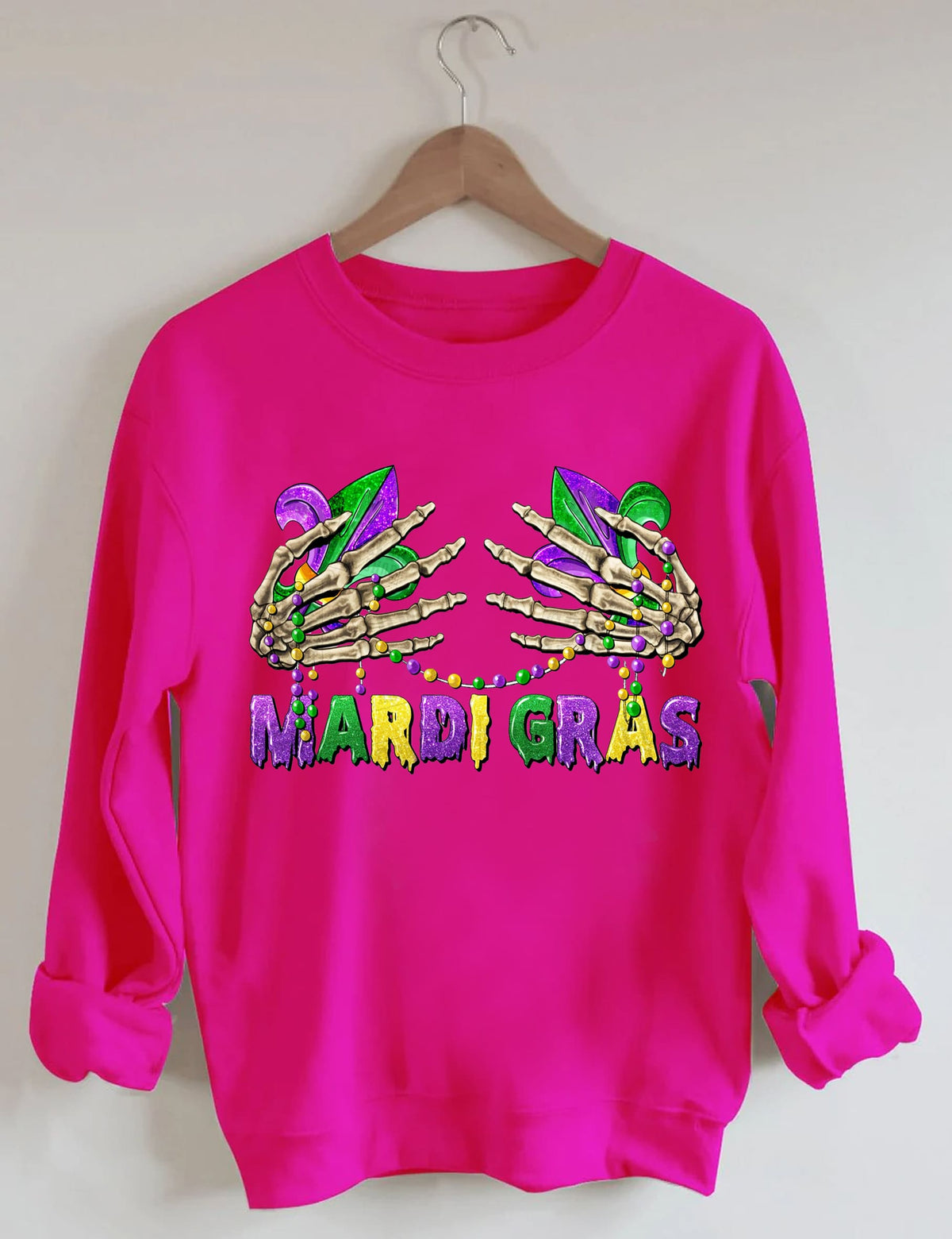 Mardi Gras Skeleton Hands Sweatshirt