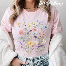 T-shirt floral botanique esthétique de fleurs sauvages