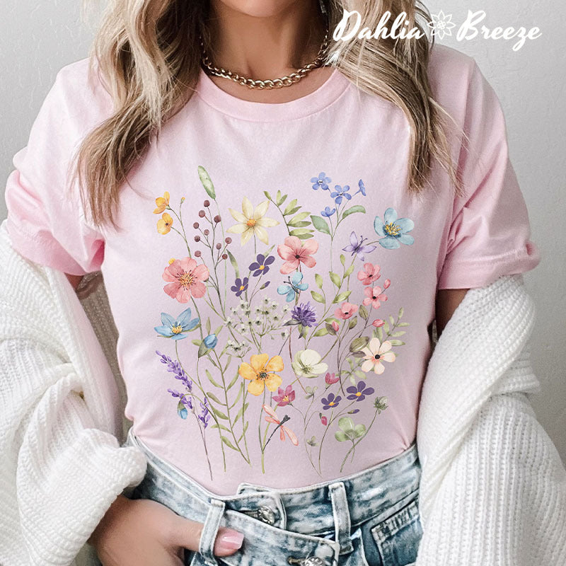 Aesthetic Wildflower Botanical Floral T-shirt