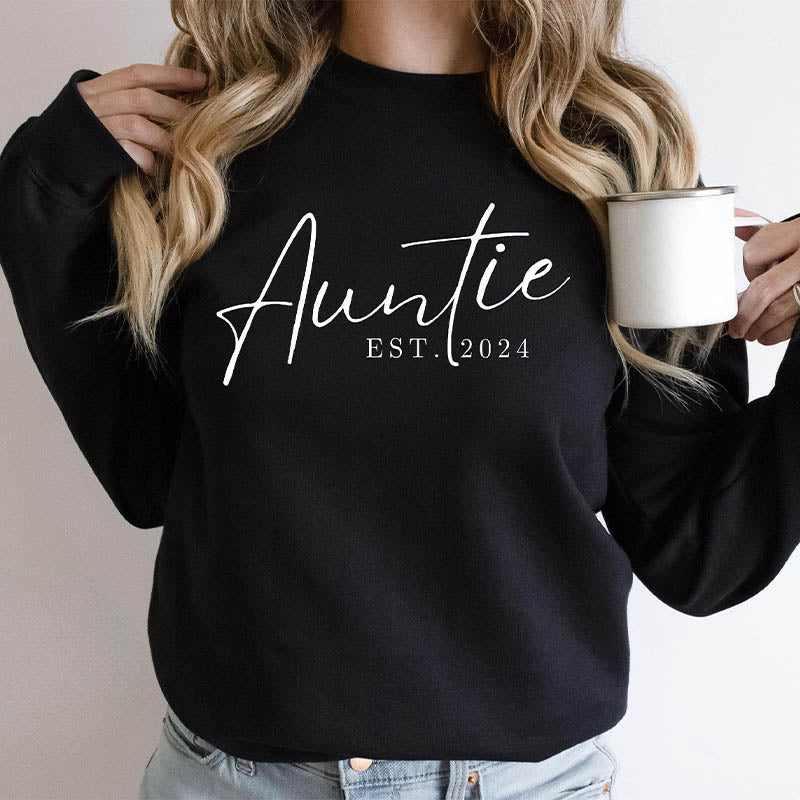 Rundhals-Sweatshirt mit Tante-Buchstaben-Print