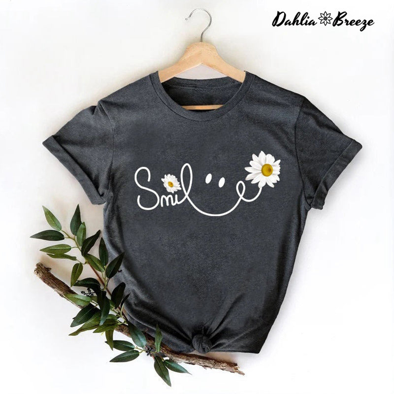 T-shirt visage souriant fleur de marguerite