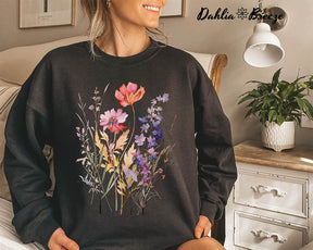 Vintage Pressed Flowers Crewneck Sweatshirt