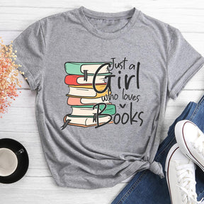 T-shirt à col rond Just A Girl Who Love Books