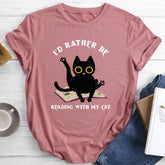 Je préfère lire avec mon chat T-shirt col rond