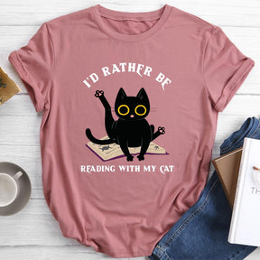 Je préfère lire avec mon chat T-shirt col rond