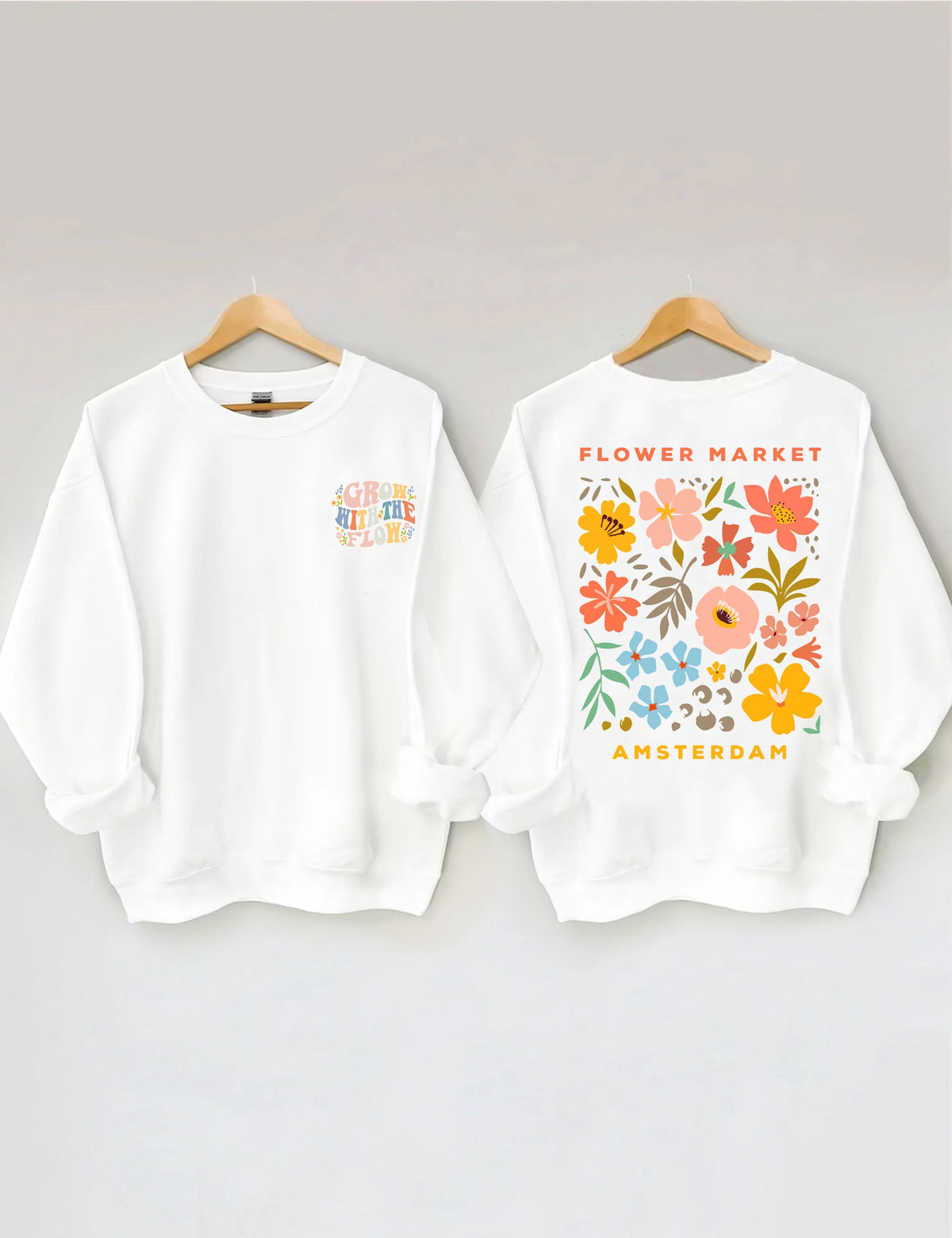 Sweat-shirt Boho à col rond et fleurs sauvages