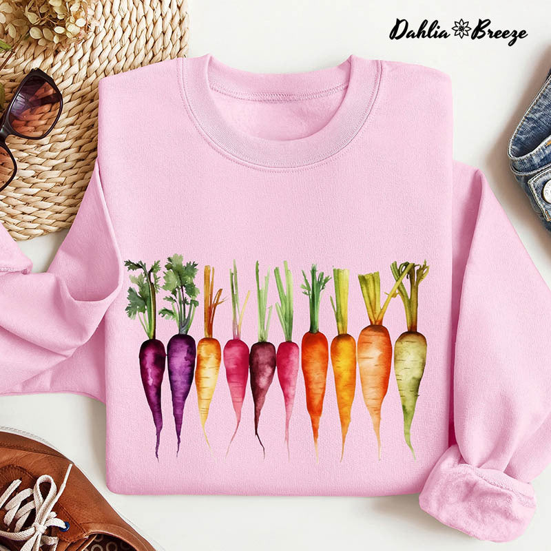 Carrots Watercolor Vegetables Gardening Sweatshirt