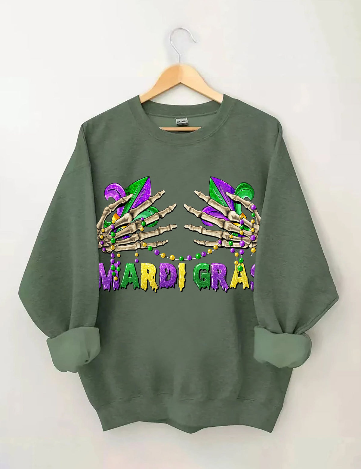 Sweat-shirt mains squelettes du Mardi Gras