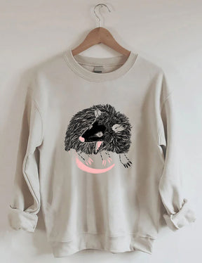 Lässiges Sweatshirt mit Opossum-Print 