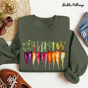 Carrots Watercolor Vegetables Gardening Sweatshirt