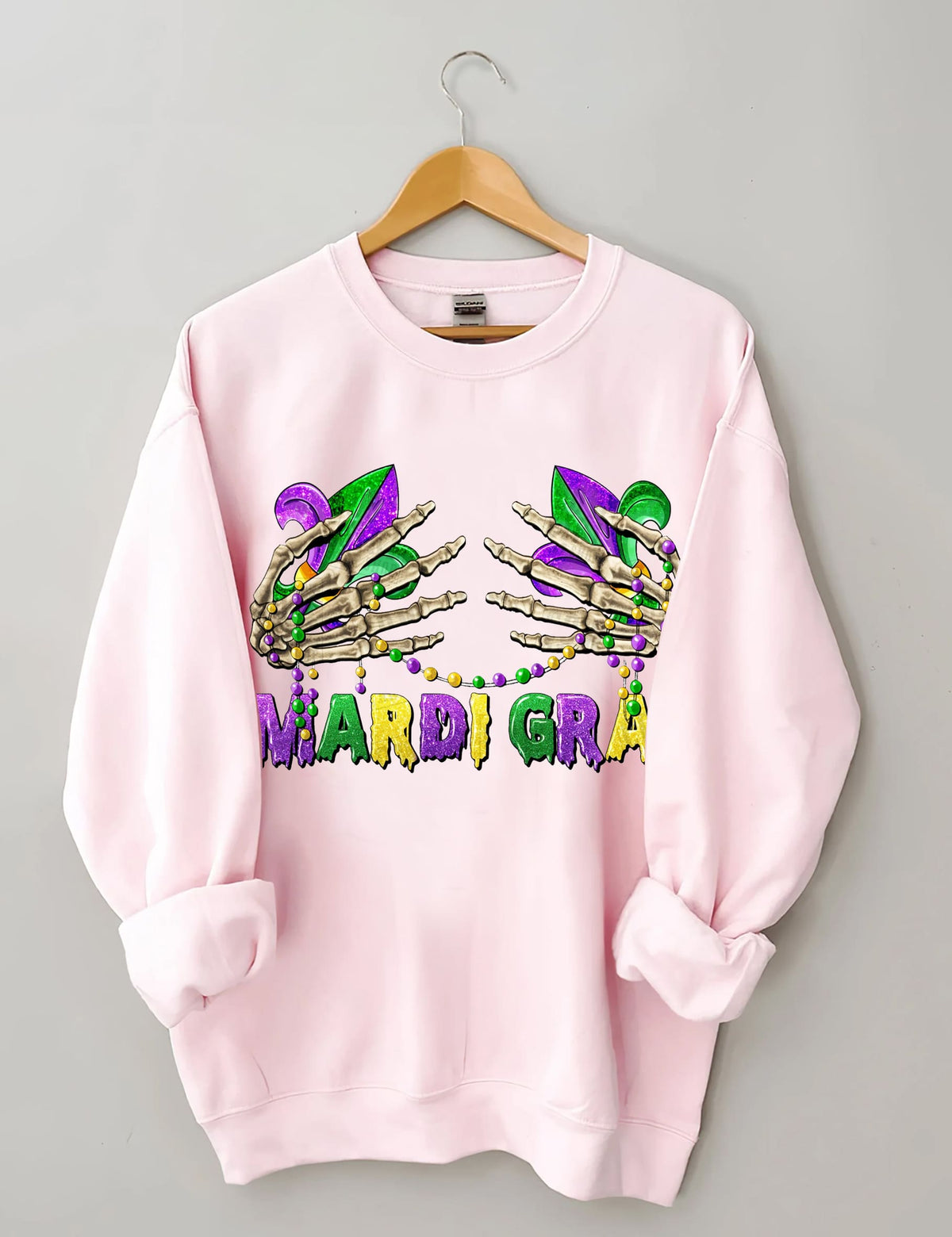 Sweat-shirt mains squelettes du Mardi Gras