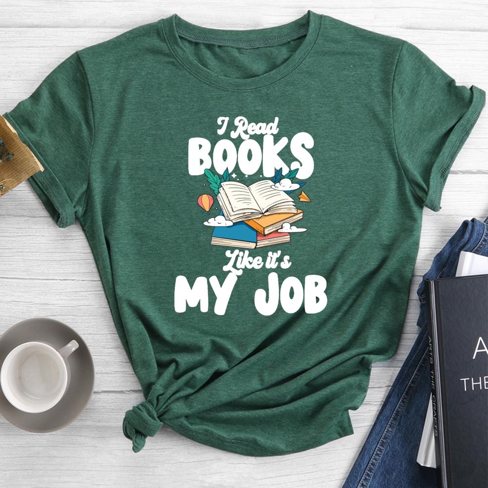 T-shirt col rond je lis des livres comme si c'était mon travail