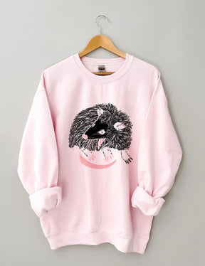 Lässiges Sweatshirt mit Opossum-Print 