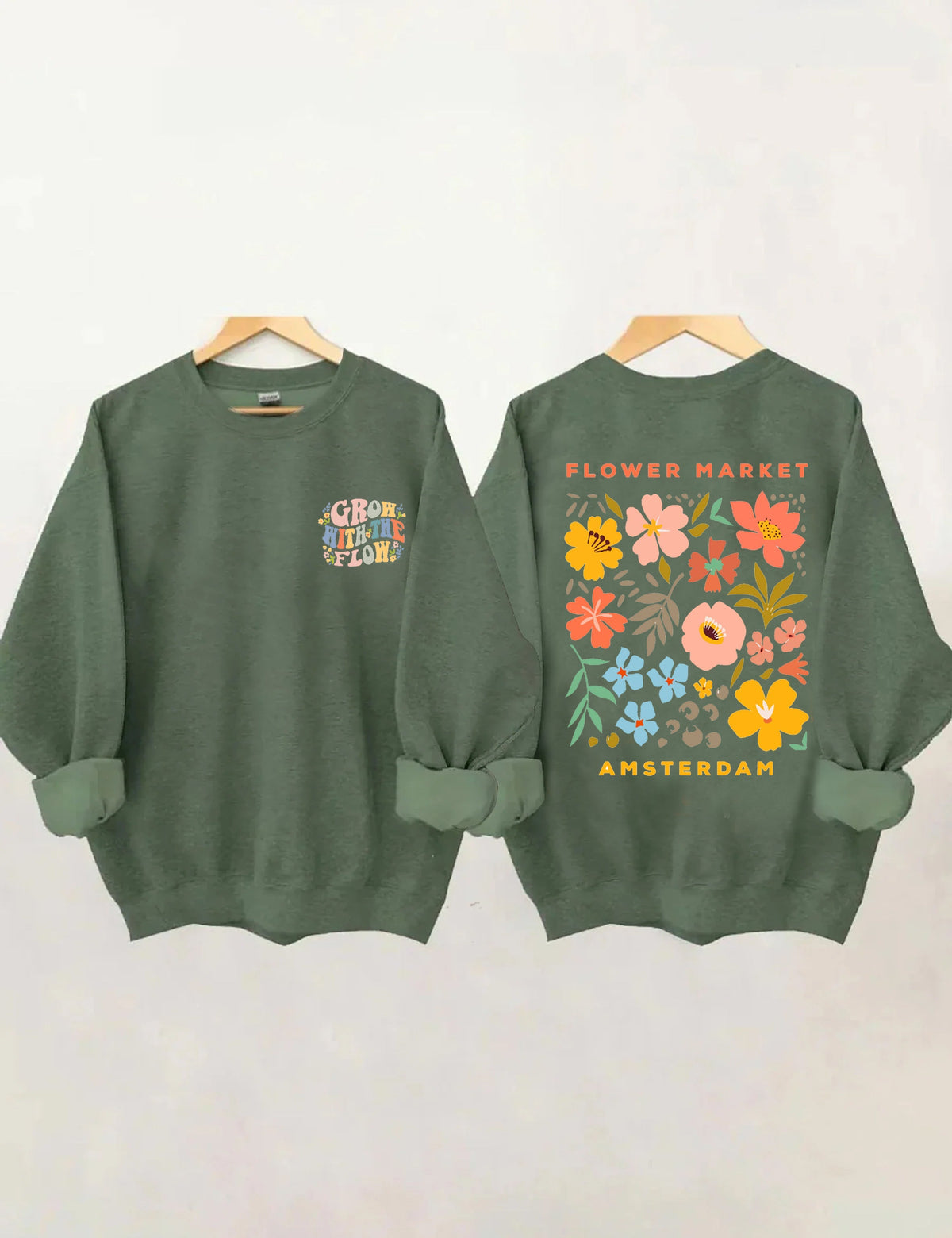 Sweat-shirt Boho à col rond et fleurs sauvages