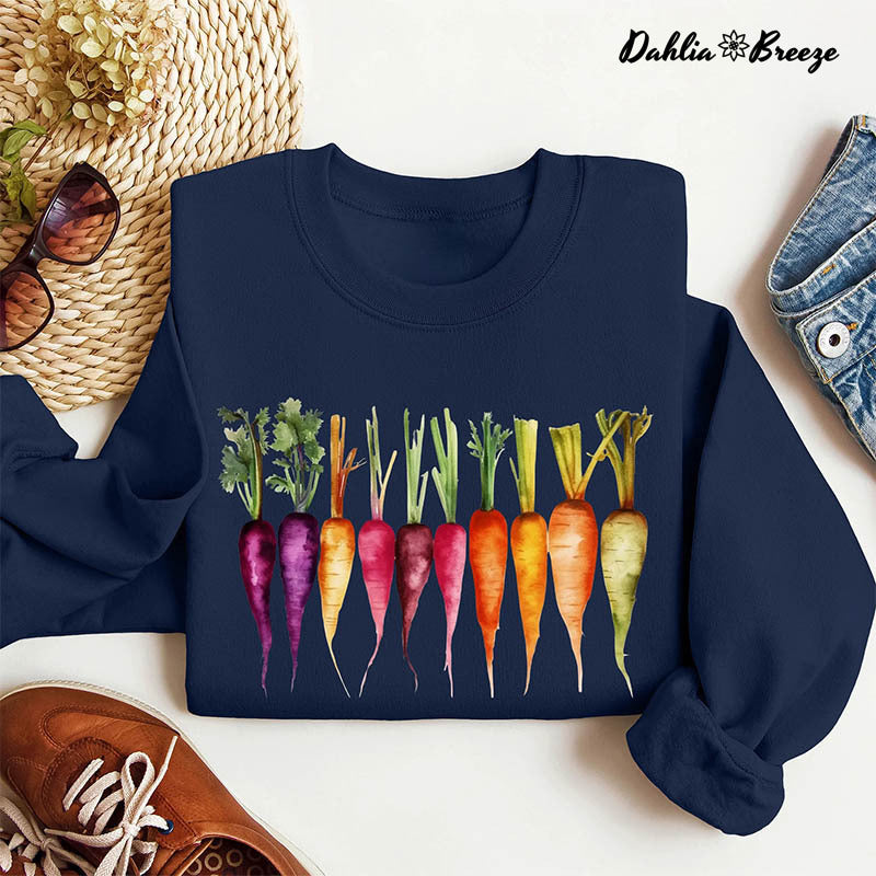 Carrots Watercolor Vegetables Gardening Sweatshirt