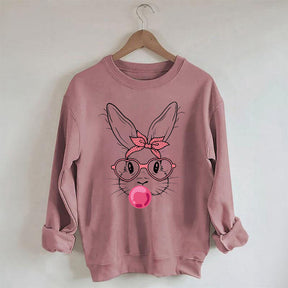 Sweat-shirt lapin avec lunettes en forme de cœur