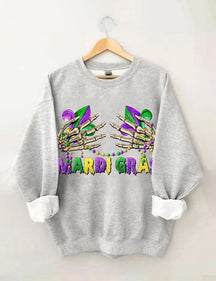 Sweat-shirt mains squelettes du Mardi Gras