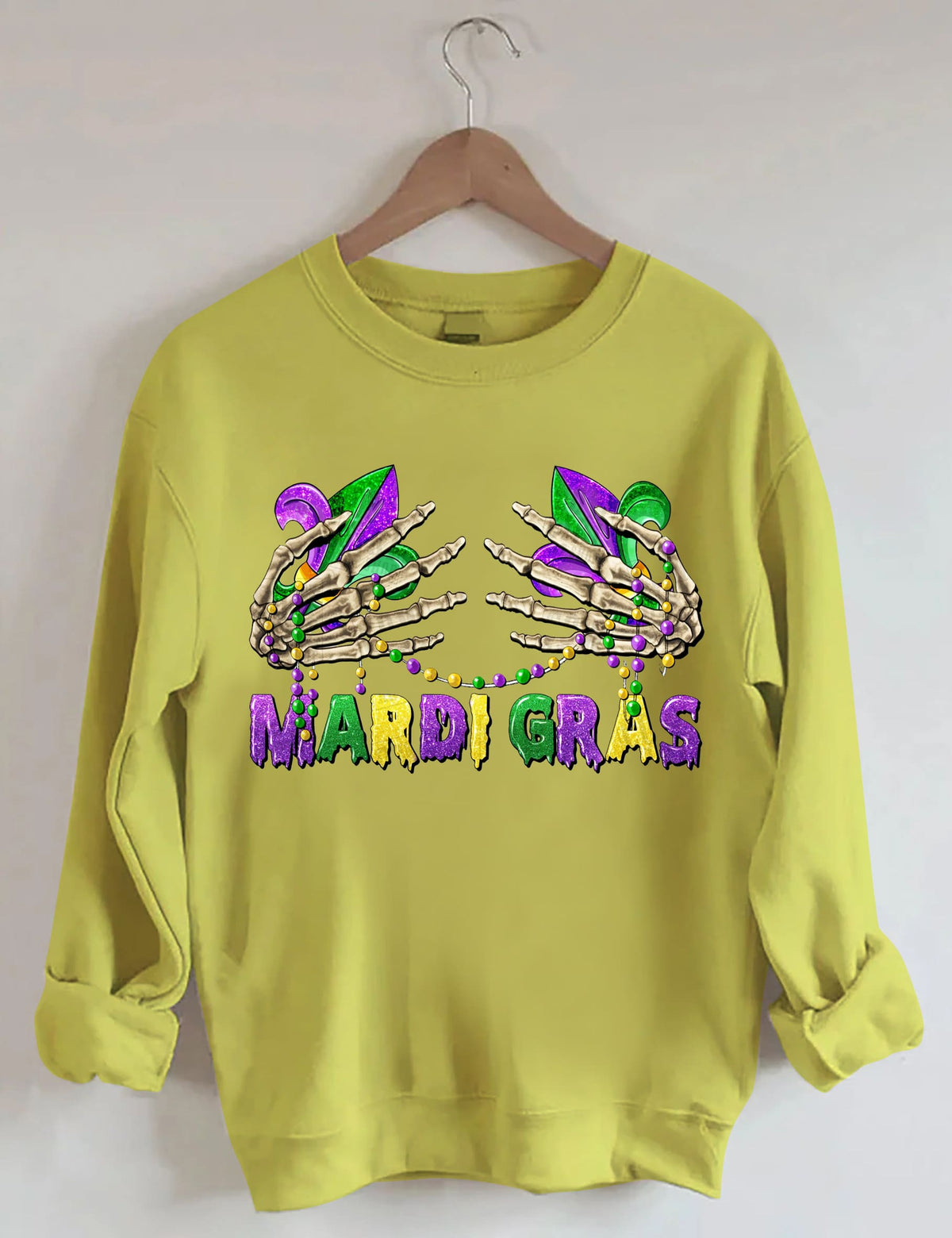 Sweat-shirt mains squelettes du Mardi Gras