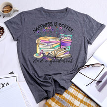 T-shirt col rond amateur de café et de livres