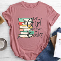 T-shirt à col rond Just A Girl Who Love Books