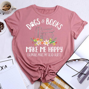 T-shirt Les chiens et les livres me rendent heureux