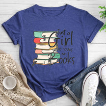 T-shirt à col rond Just A Girl Who Love Books