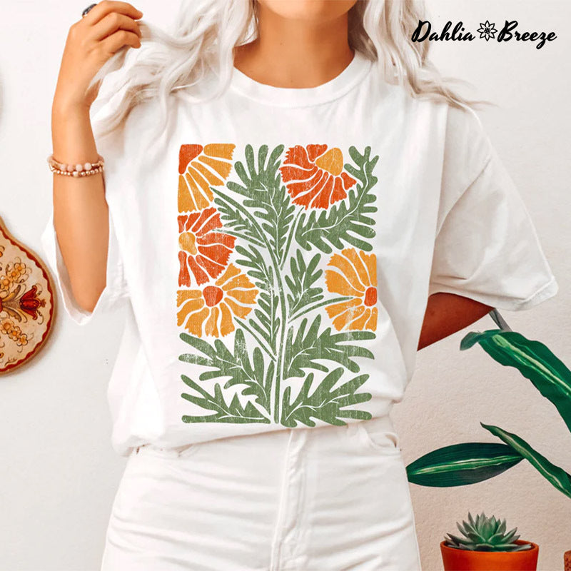 Boho Botanical Wildflowers Vintage T-shirt