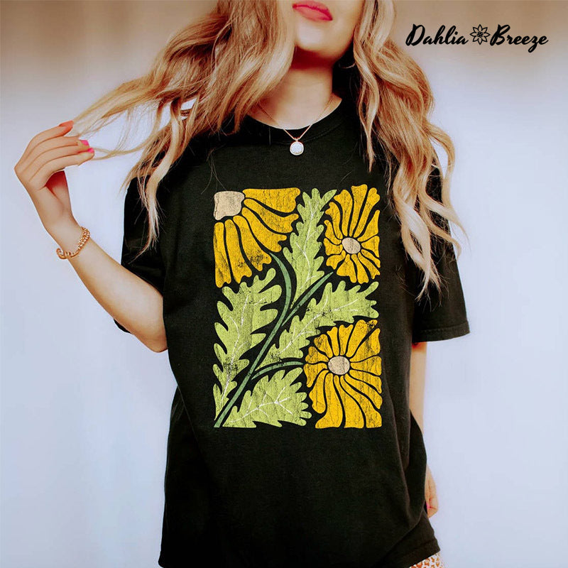 Boho Floral Pattern Vintage Crewneck T-shirt