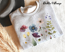 Sweat-shirt à fleurs pressées vintage, sweat-shirt amoureux des plantes