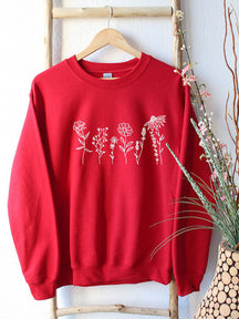 Blumen-Sweatshirt mit Rundhalsausschnitt