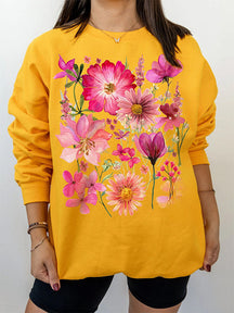 Vintage gepresste Blumen Pullover Sweatshirt