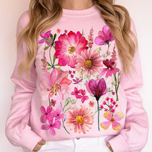 Vintage gepresste Blumen Pullover Sweatshirt