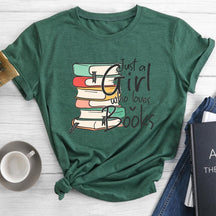 T-shirt à col rond Just A Girl Who Love Books