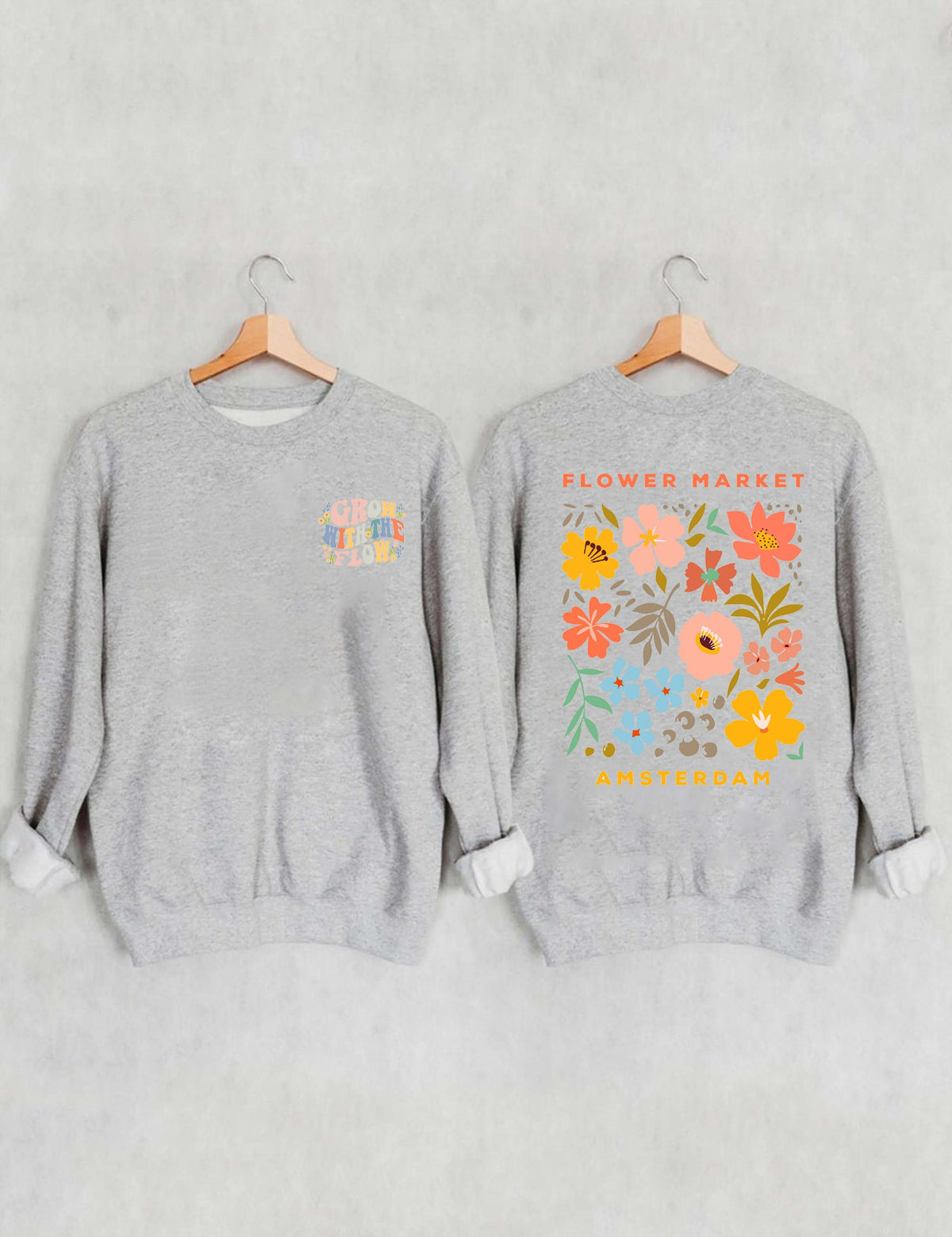 Sweat-shirt Boho à col rond et fleurs sauvages