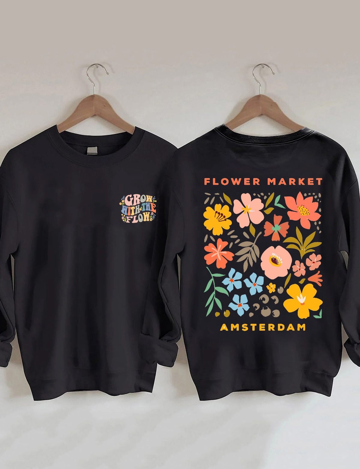 Sweat-shirt Boho à col rond et fleurs sauvages