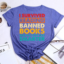 I Survived Reading Banned Books Round Neck T-shirt