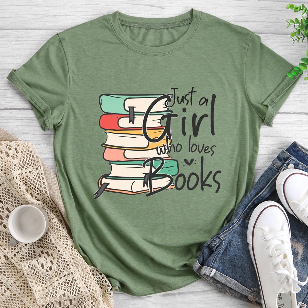 T-shirt à col rond Just A Girl Who Love Books